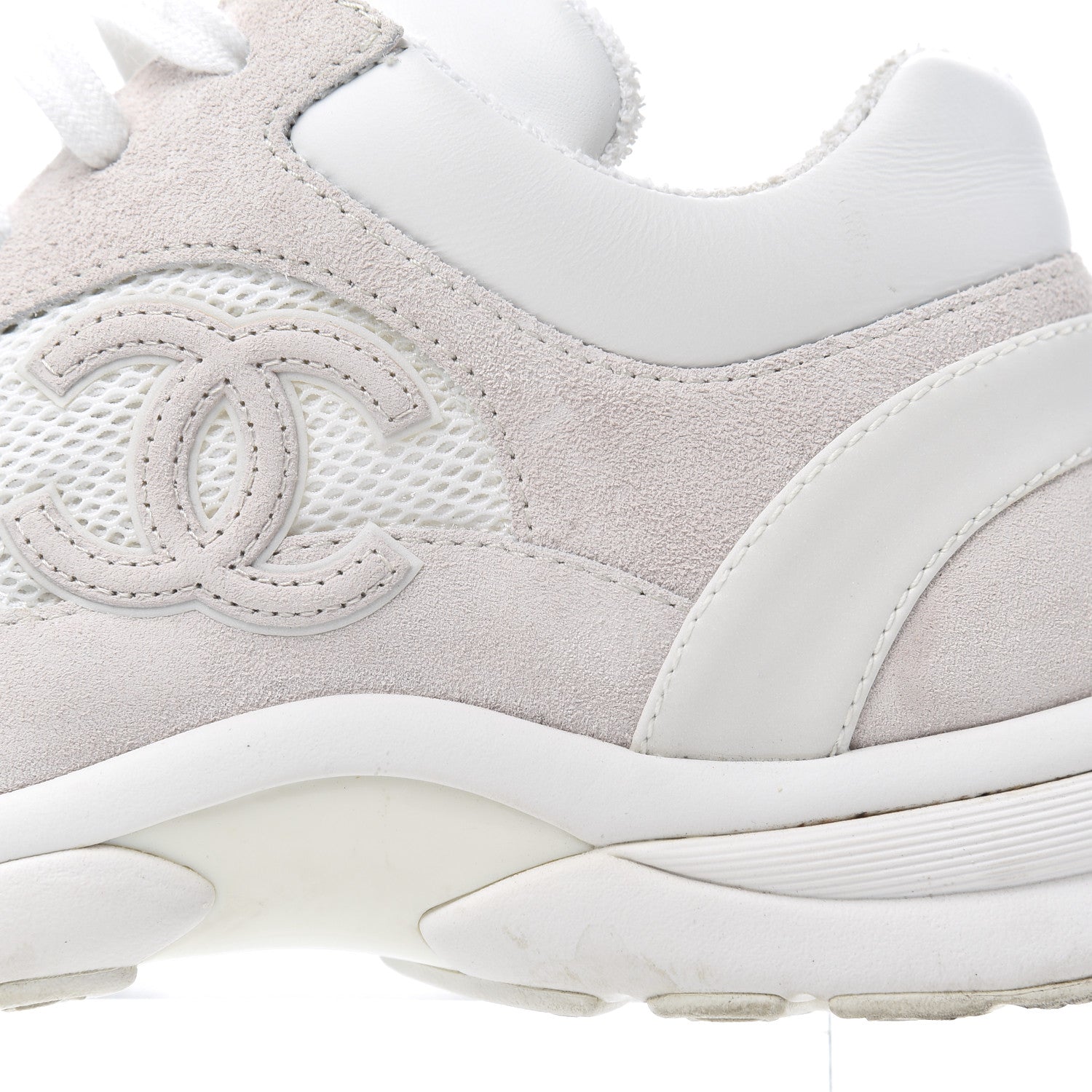 Chanel Suede Calfskin CC Sneakers 38.5 Pink White 16 of 29