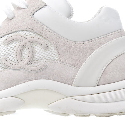 Chanel Suede Calfskin CC Sneakers 38.5 Pink White 16 of 29