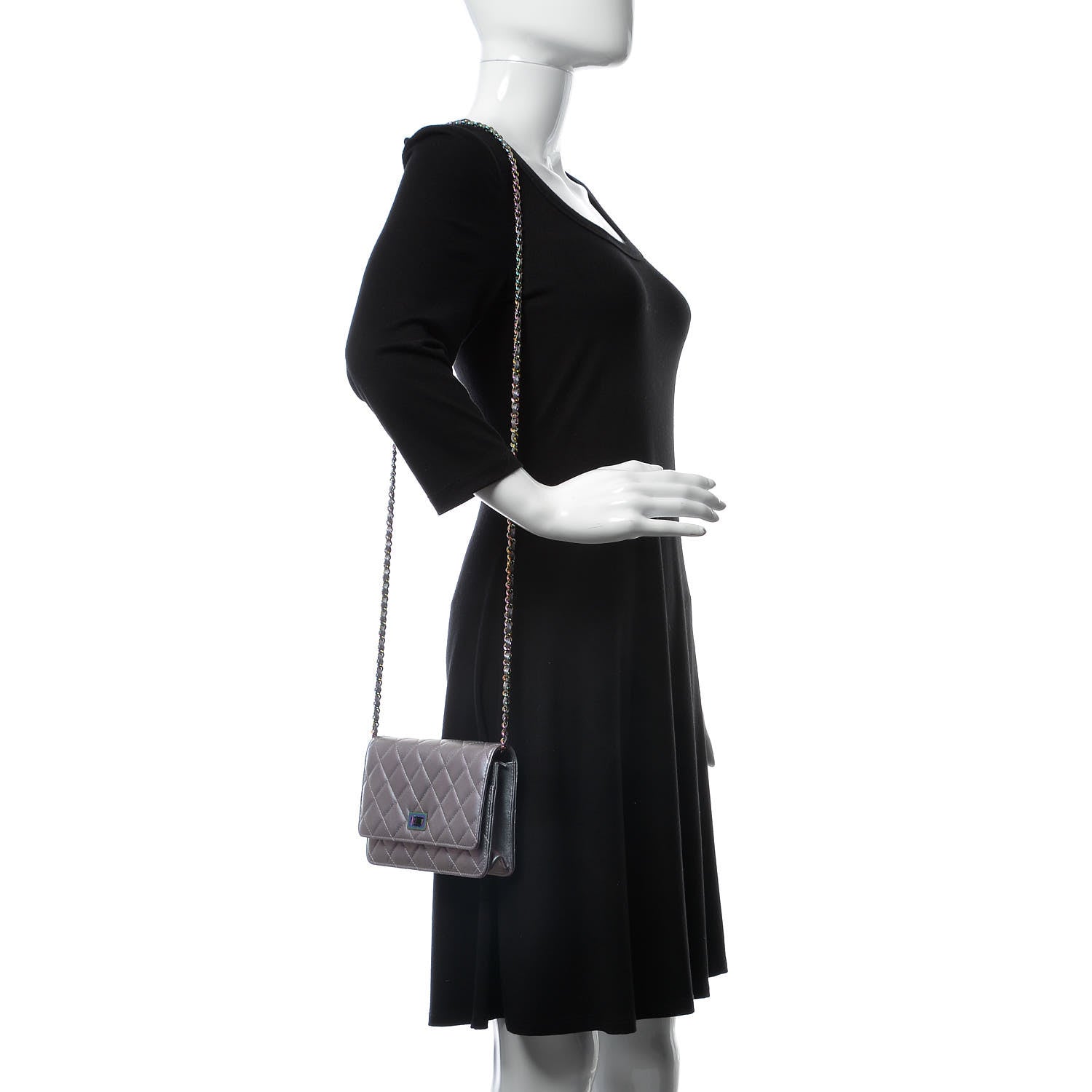 Chanel Iridescent Lambskin Quilted Reissue Wallet On Chain WOC Light Purple 2 of 12