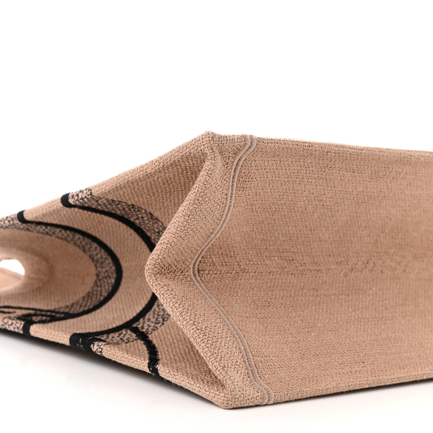 Christian Dior Canvas Jute Embroidered Medium Book Tote Black Beige 9 of 10