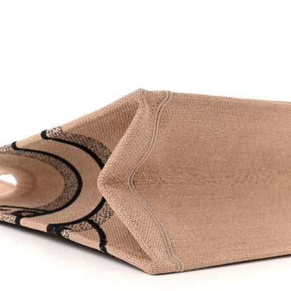 Christian Dior Canvas Jute Embroidered Medium Book Tote Black Beige 9 of 10
