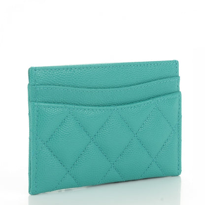 Chanel Caviar Quilted Card Holder Turquoise 3 of 8