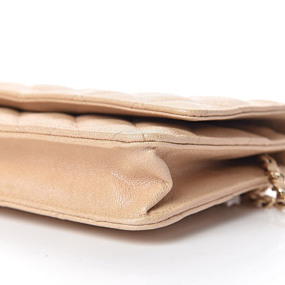 Chanel Iridescent Caviar Quilted Wallet On Chain WOC Beige 11 of 12