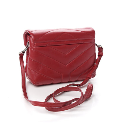 Saint Laurent Calfskin Y Quilted Monogram Toy Loulou Crossbody Bag Red 2 of 10