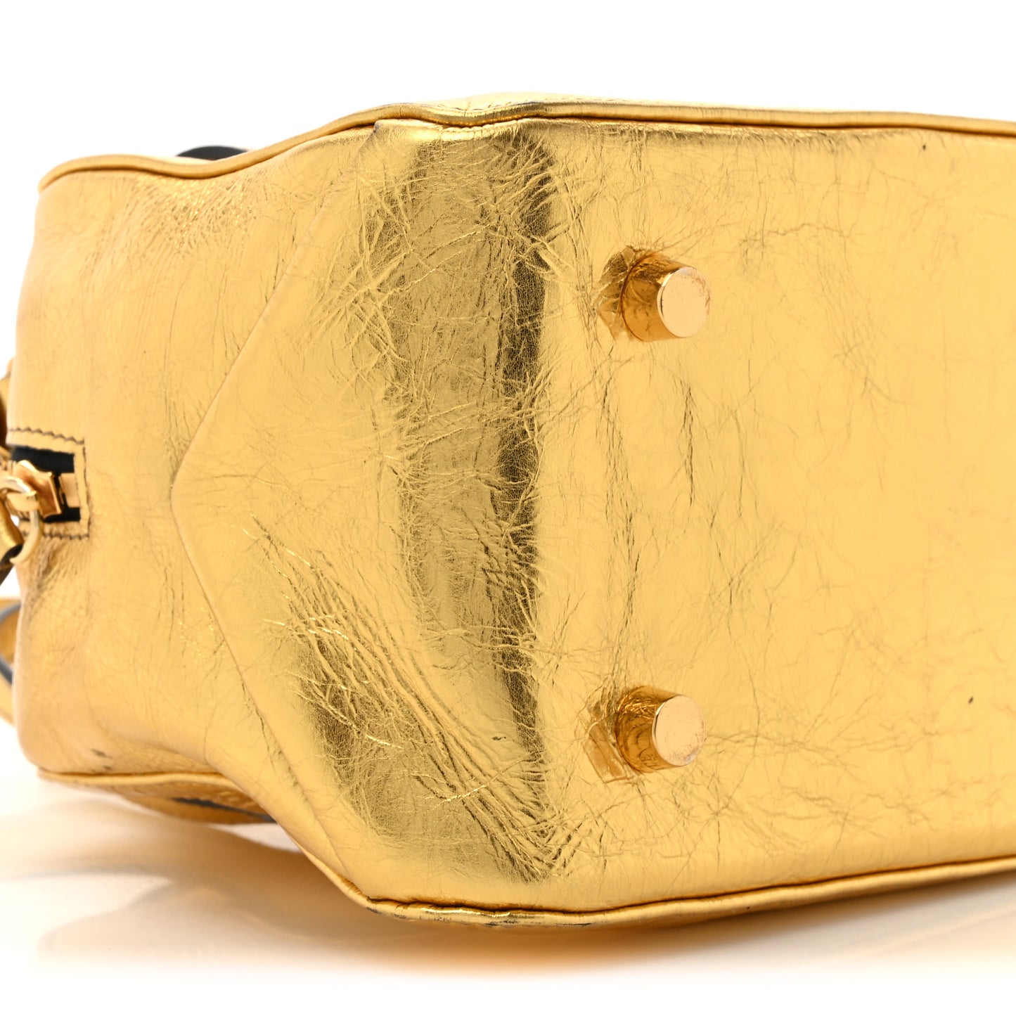 Metallic Calfskin Small Maeve Bag Gold