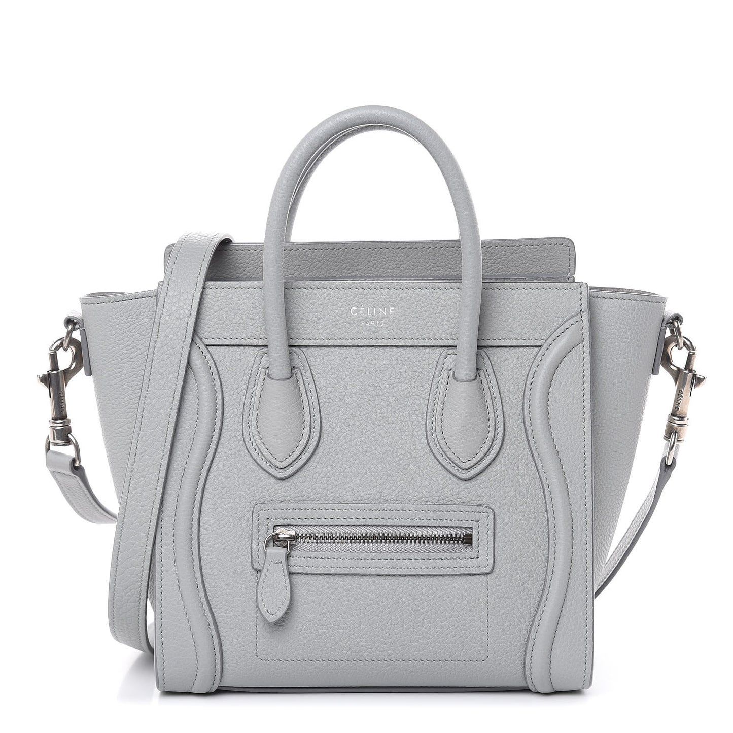 Drummed Calfskin Nano Luggage Pearl Blue