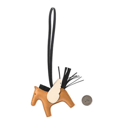 Hermes Milo Lambskin Grigri Rodeo Pegase Horse Bag Charm PM Sesame Black Nata 2 of 4