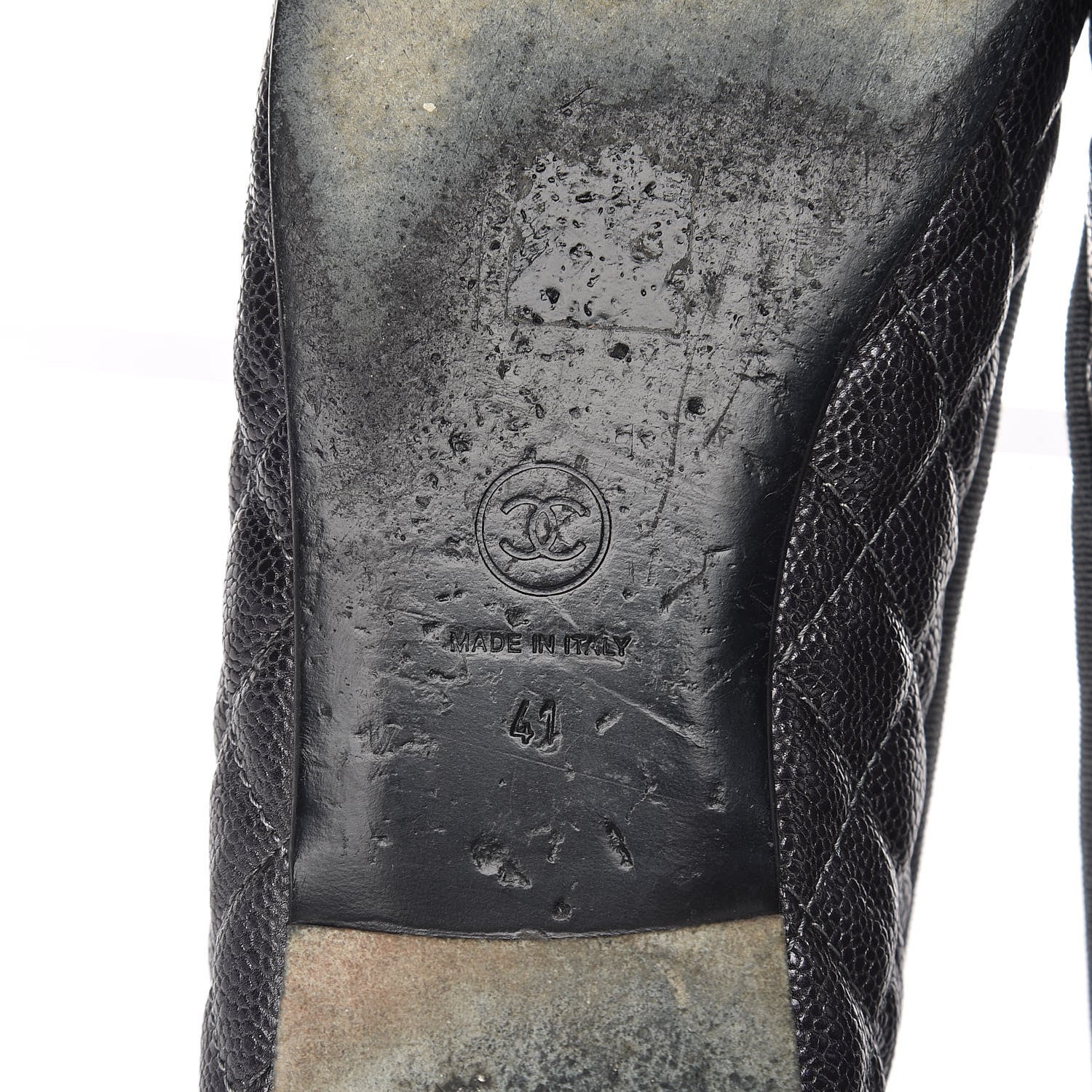Chanel Metallic Caviar Quilted Cap Toe Ballerina Flats 41 Anthracite 18 of 19