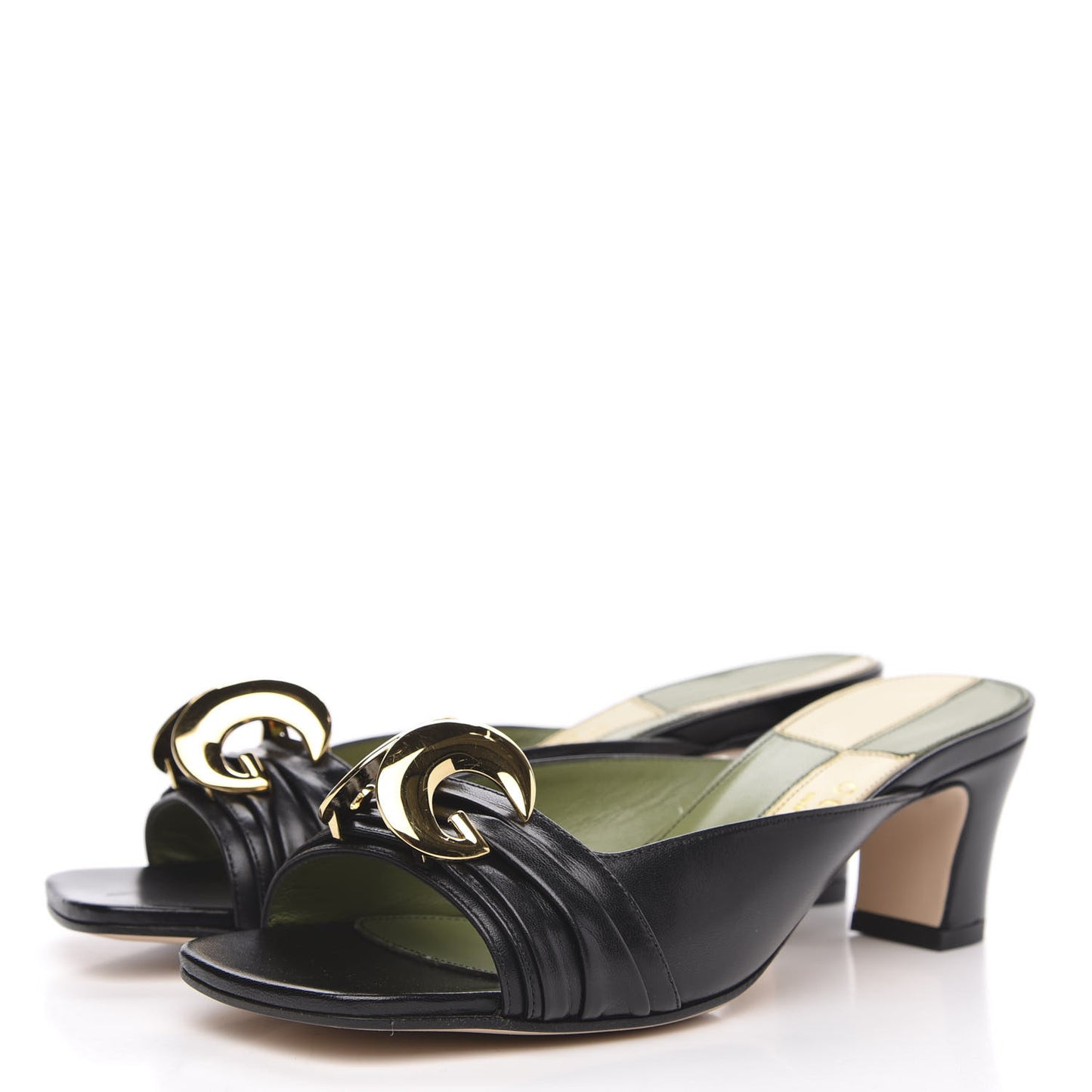 Malaga Kid Half Moon GG Square Toe Slide Sandals 36.5 Black