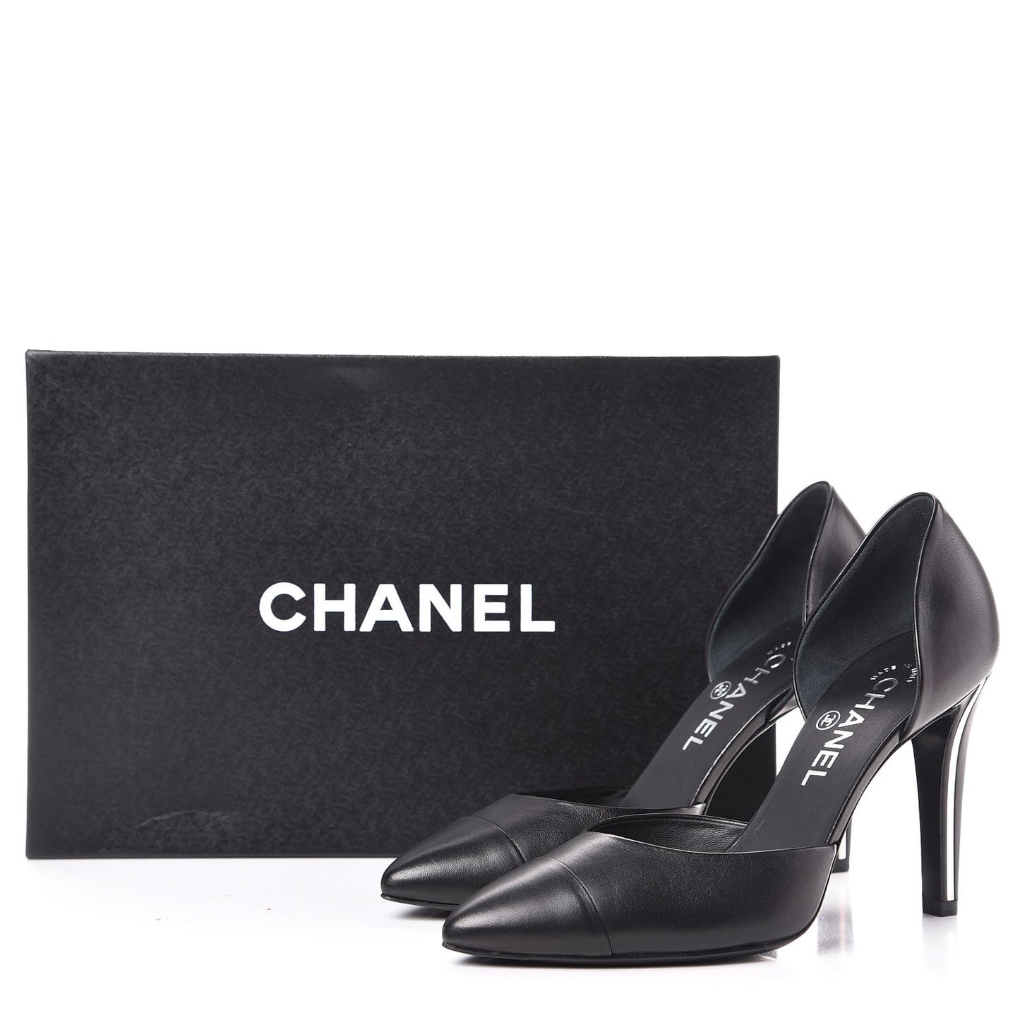 Lambskin Cap Toe d'Orsay Pumps 38 Black