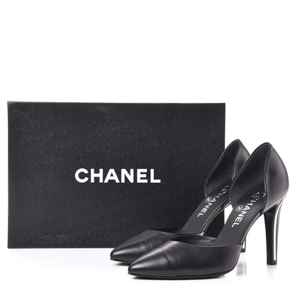 Chanel Lambskin Cap Toe d'Orsay Pumps 38 Black 9 of 9