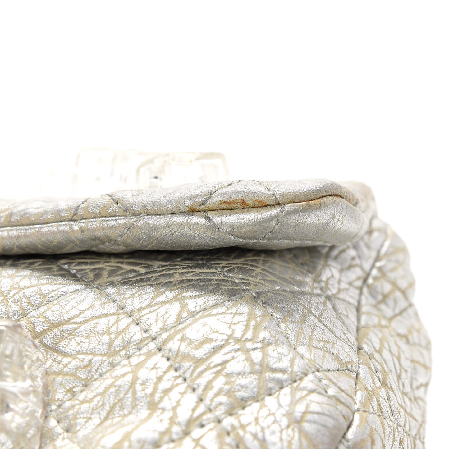 Calfskin Ice Cube On the Rocks Medium Flap Silver