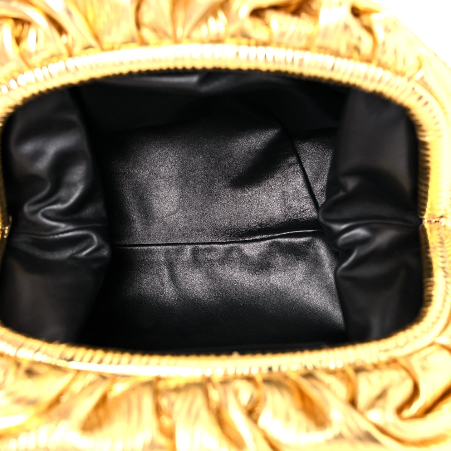 Metallic Bark Calfskin Embossed The Pouch Oversized Clutch Oro