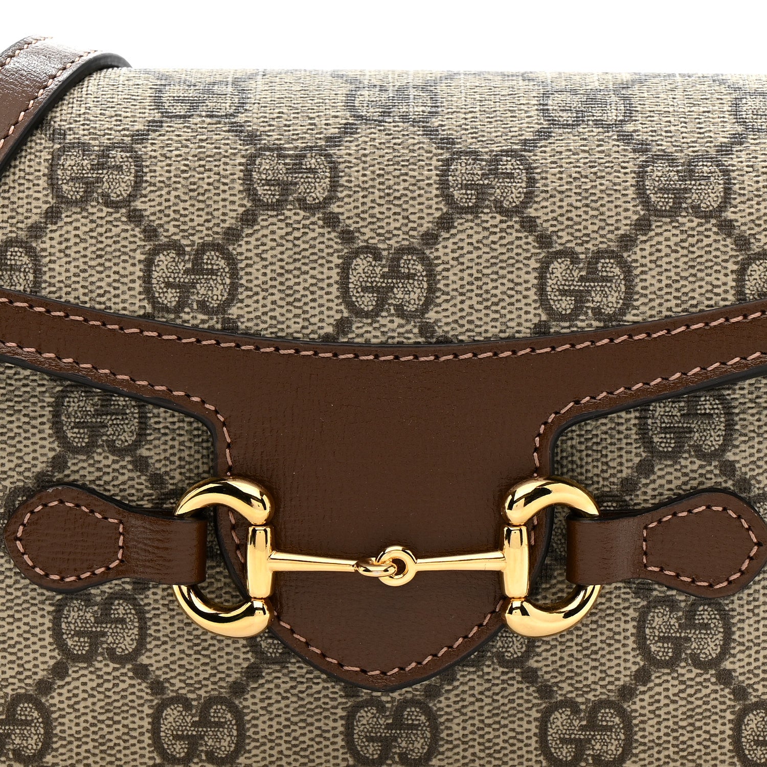 Gucci GG Supreme Monogram Mini Horsebit 1955 Shoulder Bag Beige Brown Sugar 8 of 12