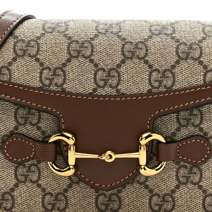 Gucci GG Supreme Monogram Mini Horsebit 1955 Shoulder Bag Beige Brown Sugar 8 of 12