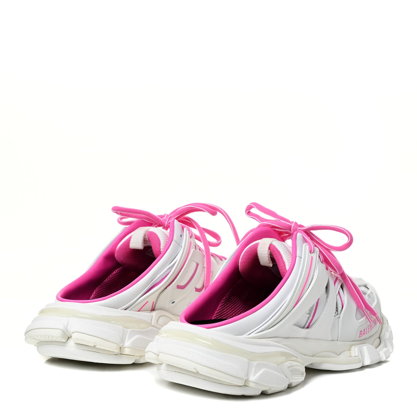 Mesh Rubber Bi-Color Womens Track Mules 37 White Fluo Pink