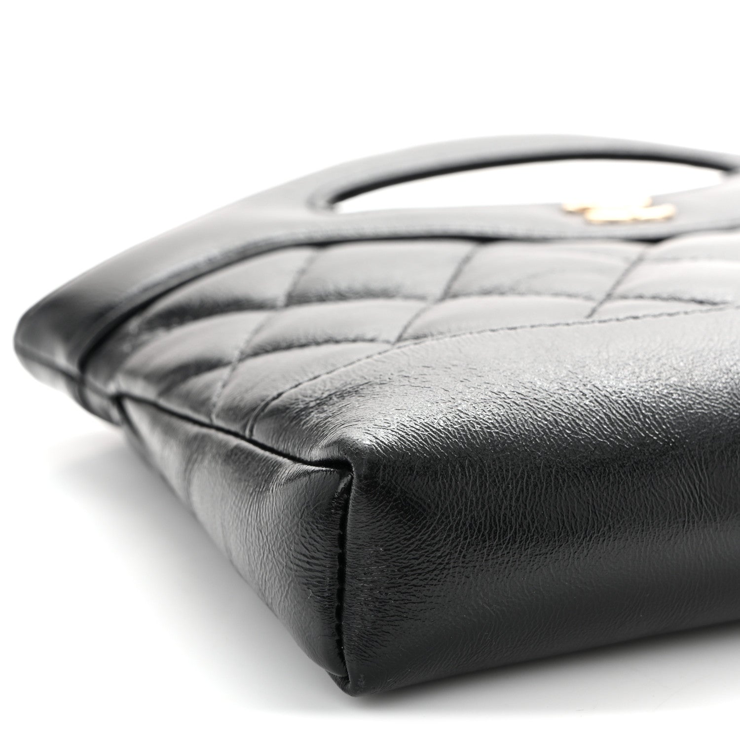 Chanel Shiny Crumpled Calfskin Quilted Nano 31 Shopping Bag Black 9 of 11