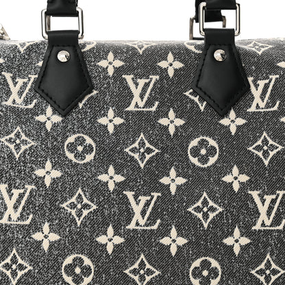Louis Vuitton Denim Monogram Jacquard Speedy Bandouliere 25 Black 7 of 9