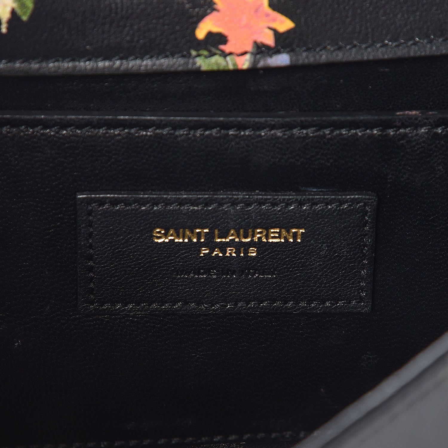 Saint Laurent Calfskin Prairie Flower Printed Small Monogram Clutch Black Multicolor 6 of 13