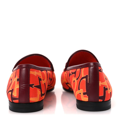 Gucci Betis Glamour Canvas Horsebit Print Womens Jordaan Loafers 39.5 Orange Red Rosso Ancora 6 of 11