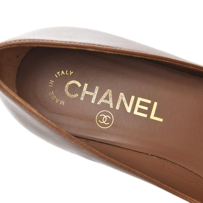 Chanel Lambskin Cap Toe Wedges 36 Brown Black 8 of 21