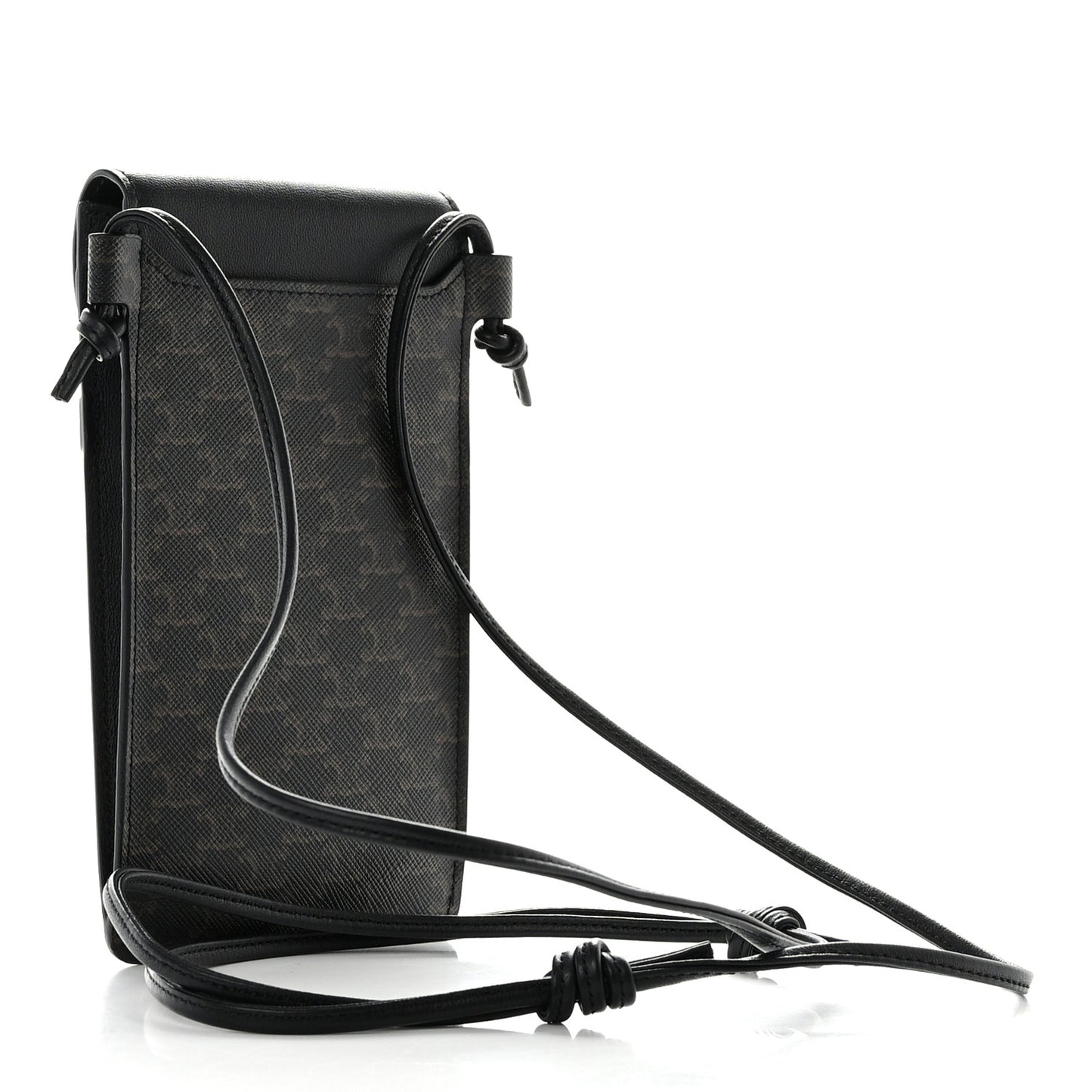 Triomphe Canvas Lambskin Phone Pouch With Flap Black