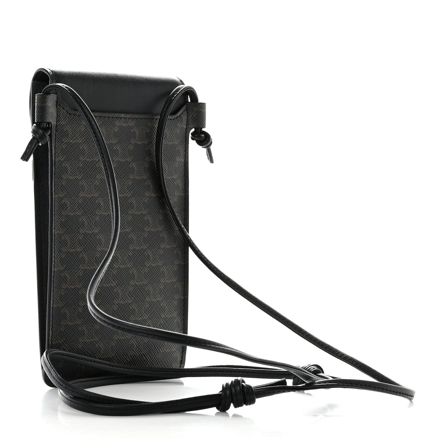 Celine Triomphe Canvas Lambskin Phone Pouch With Flap Black 4 of 8