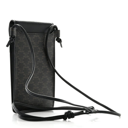 Celine Triomphe Canvas Lambskin Phone Pouch With Flap Black 4 of 8