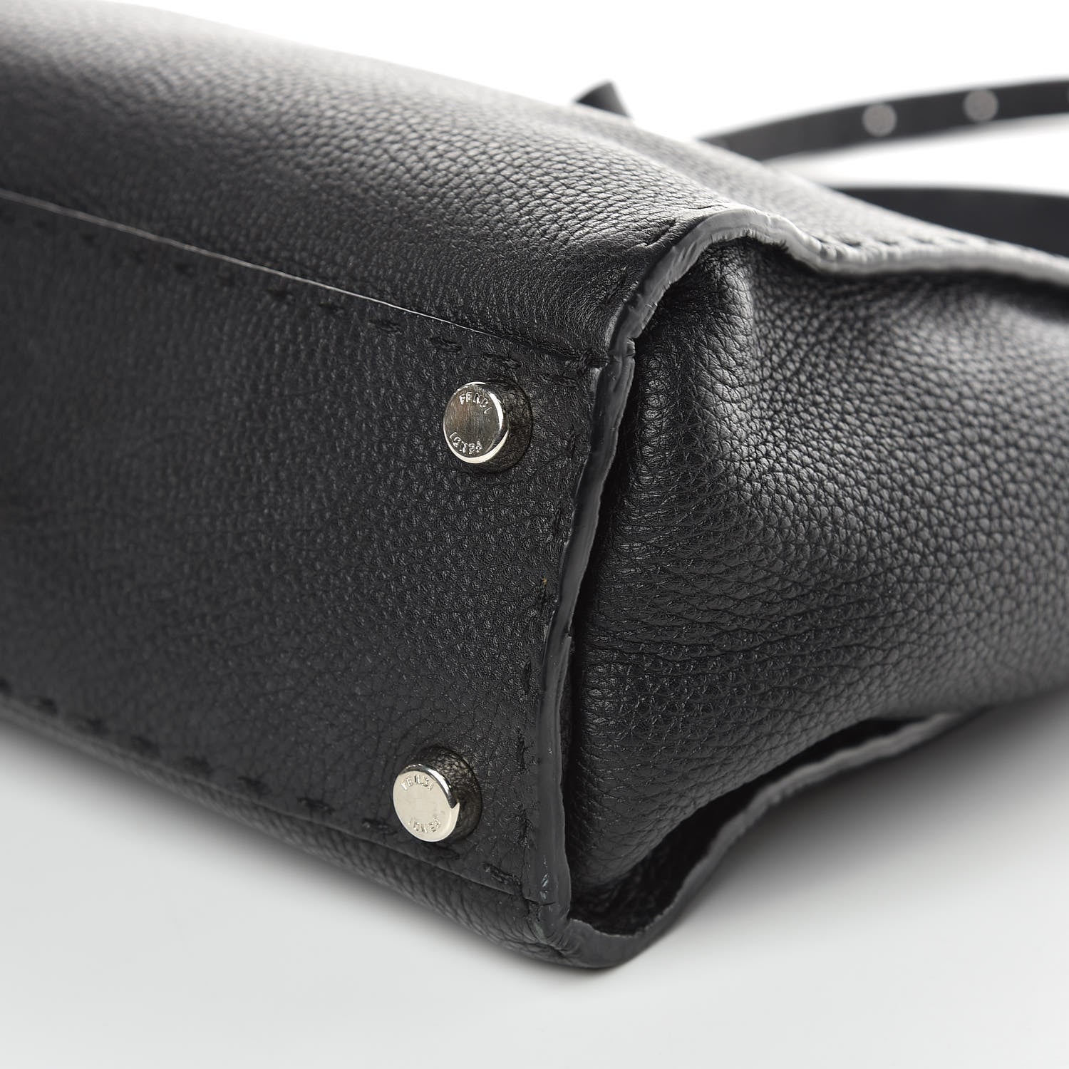 Fendi Cuoio Romano Selleria Bi-Color Medium Peekaboo Iconic Satchel Black Mou 10 of 13