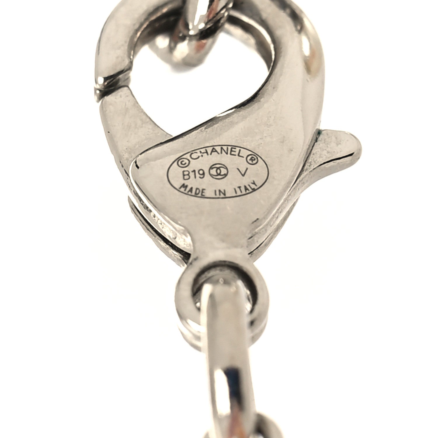 Chanel Graduated Pearl Crystal CC Long Necklace Silver 5 of 5