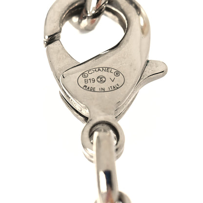 Chanel Graduated Pearl Crystal CC Long Necklace Silver 5 of 5