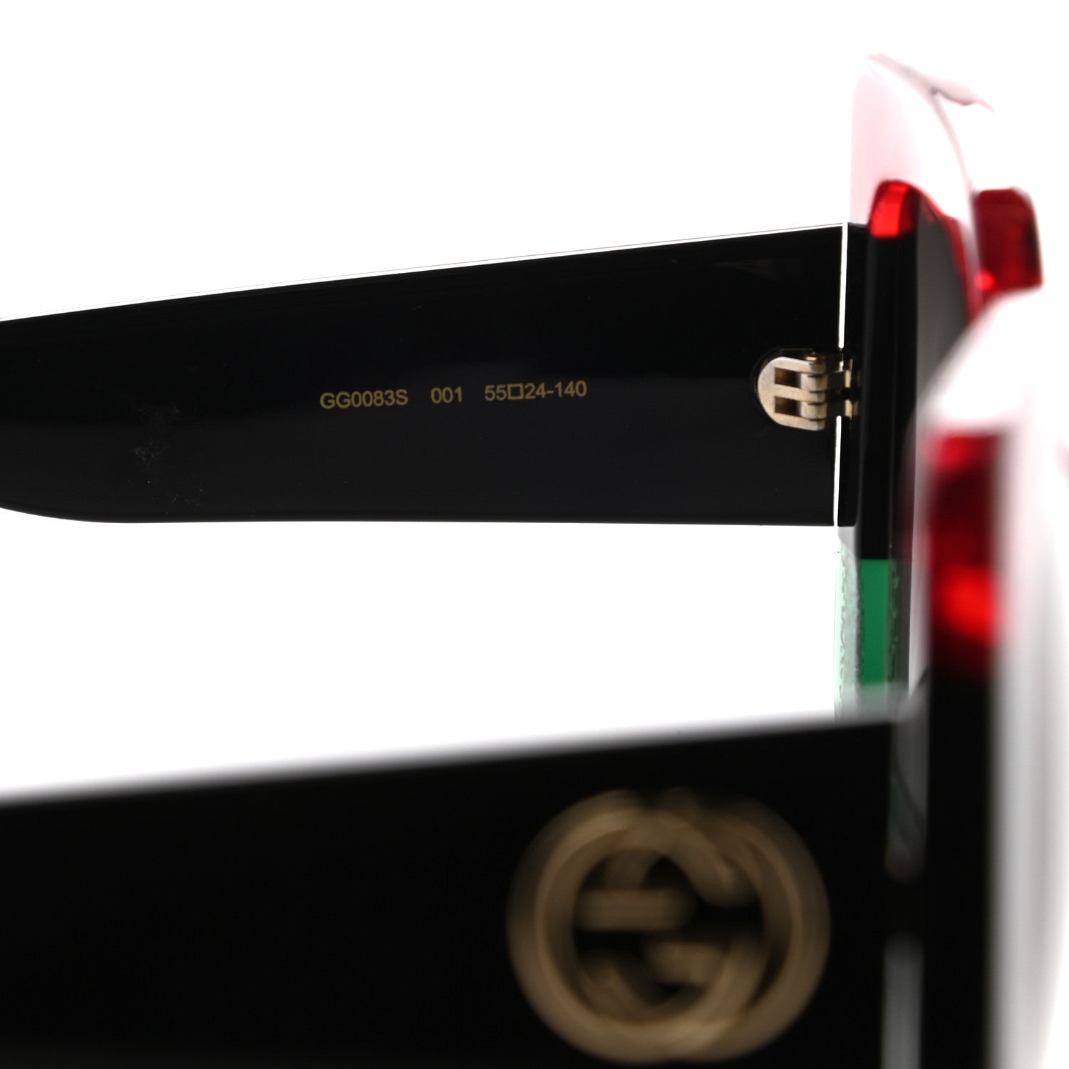 Gucci Acetate Square Frame Sunglasses GG0083S Glitter Red Black Green 5 of 8
