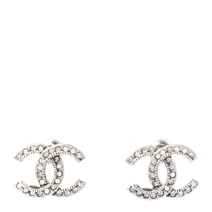 Chanel Crystal Royal Flush CC Stud Earrings Silver 1 of 4
