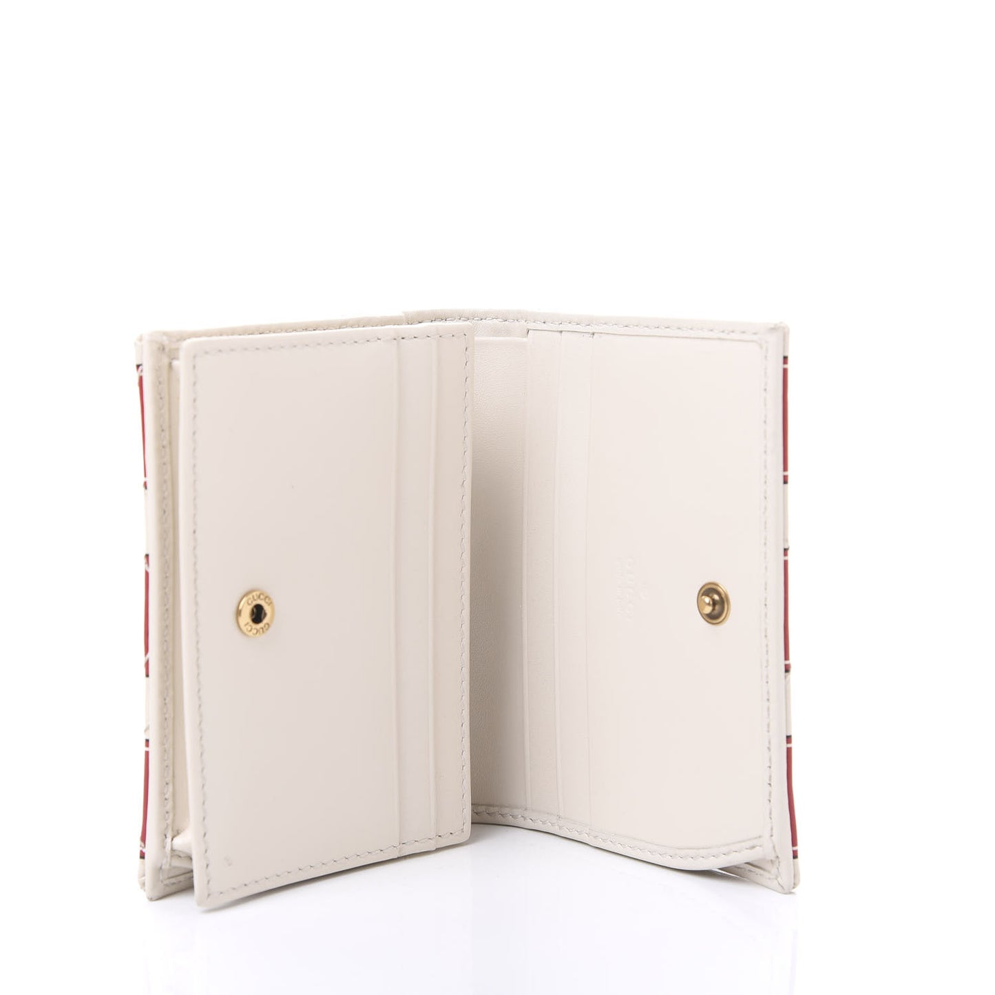 Calfskin Matelasse Trompe L'Oeil Print GG Marmont Card Case Wallet Off White