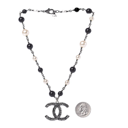 Chanel Beaded CC Short Necklace Ruthenium Black 3 of 5