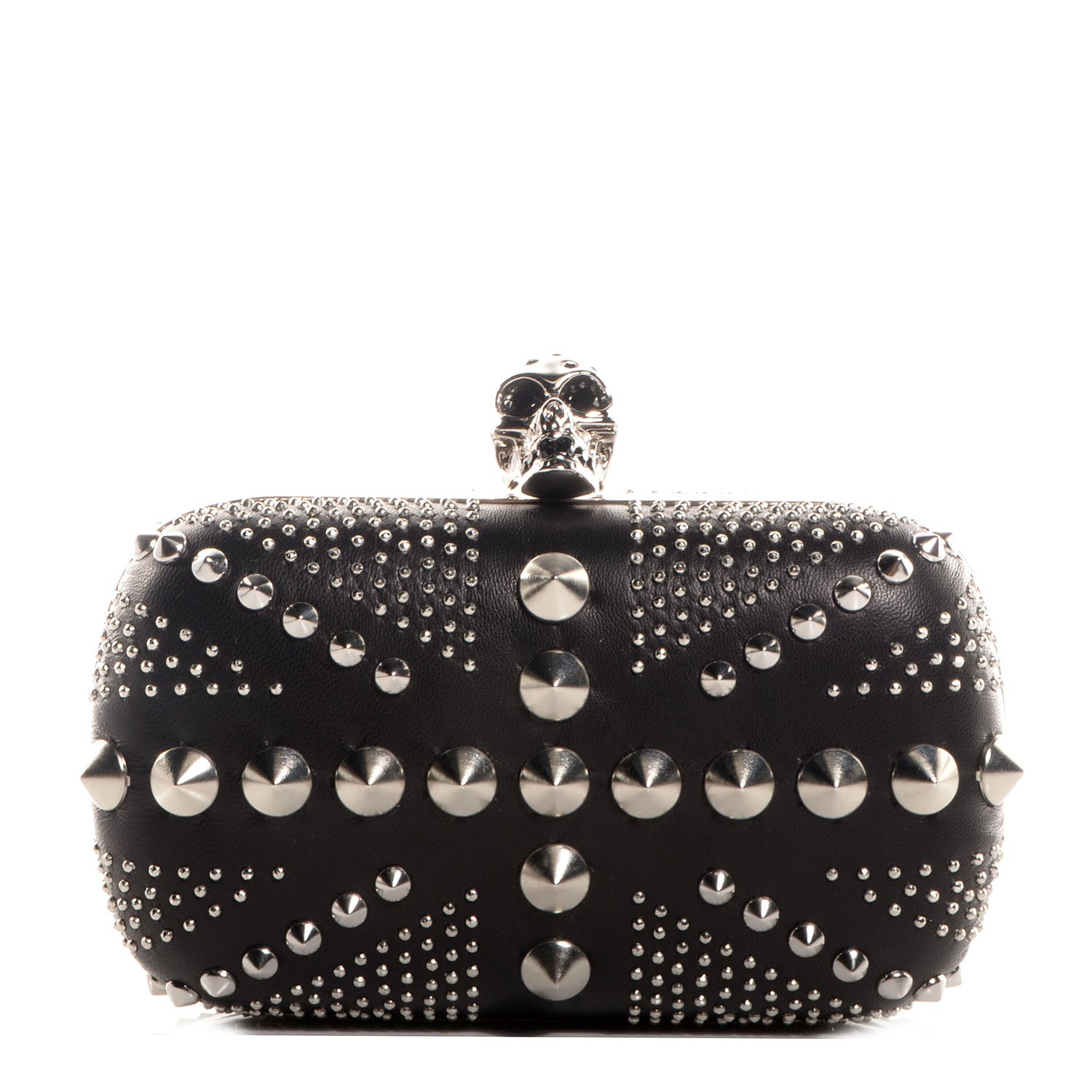 Alexander McQueen Nappa Studded Britannia Skull Box Clutch Black 1 of 7