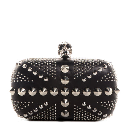 Alexander McQueen Nappa Studded Britannia Skull Box Clutch Black 1 of 7