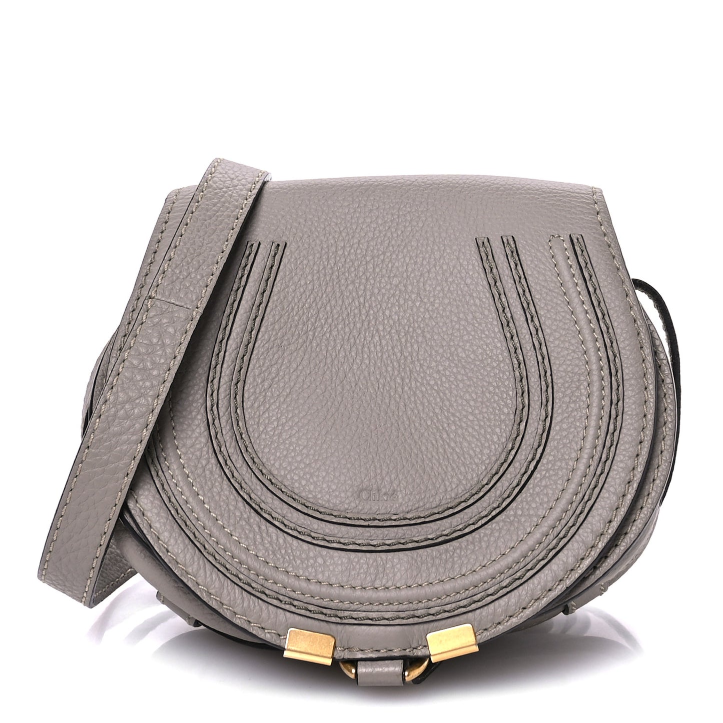 Grained Calfskin Small Marcie Saddle Bag Cashmere Grey