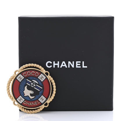 Chanel Resin Crystal Pearl CC Pin Brooch Gold 5 of 5