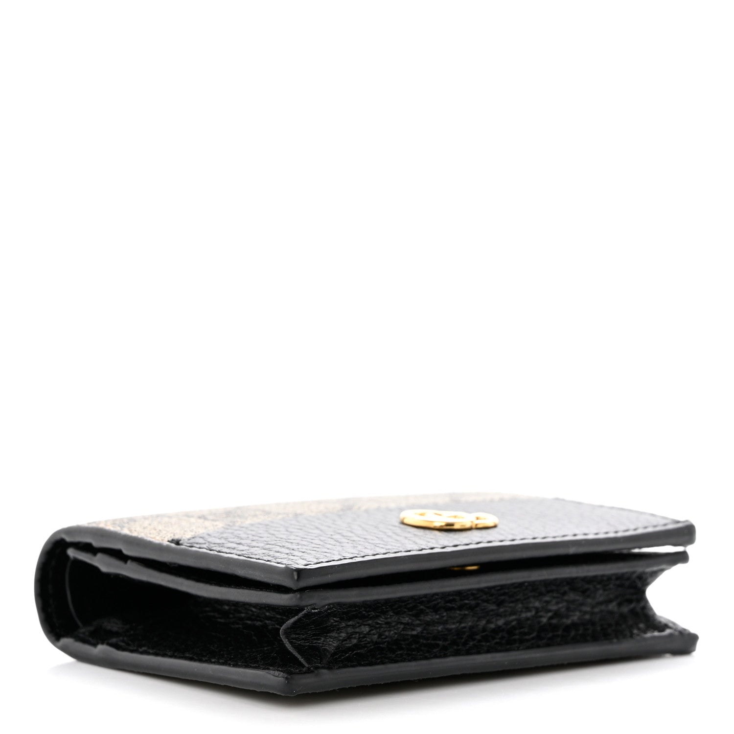 Gucci Dollar Calfskin GG Supreme Monogram GG Marmont Card Case Black Beige Ebony 4 of 8
