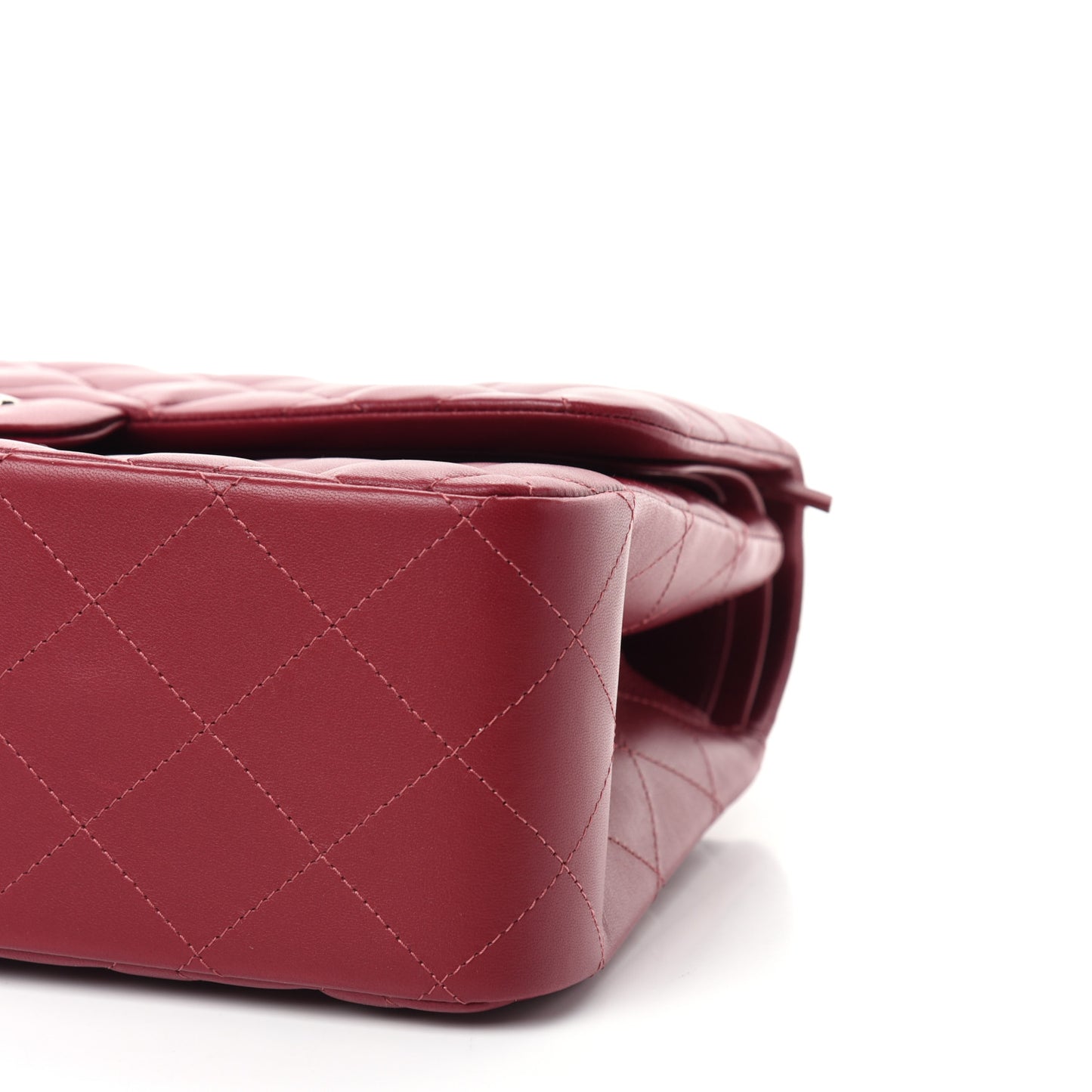 Lambskin Quilted Jumbo Double Flap Burgundy
