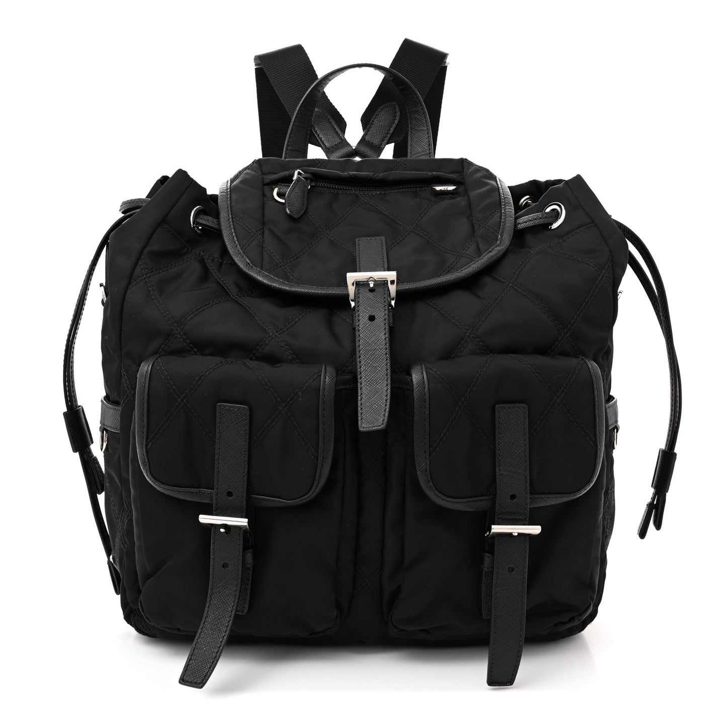 Tessuto Nylon Saffiano Vela Quilted Backpack Black