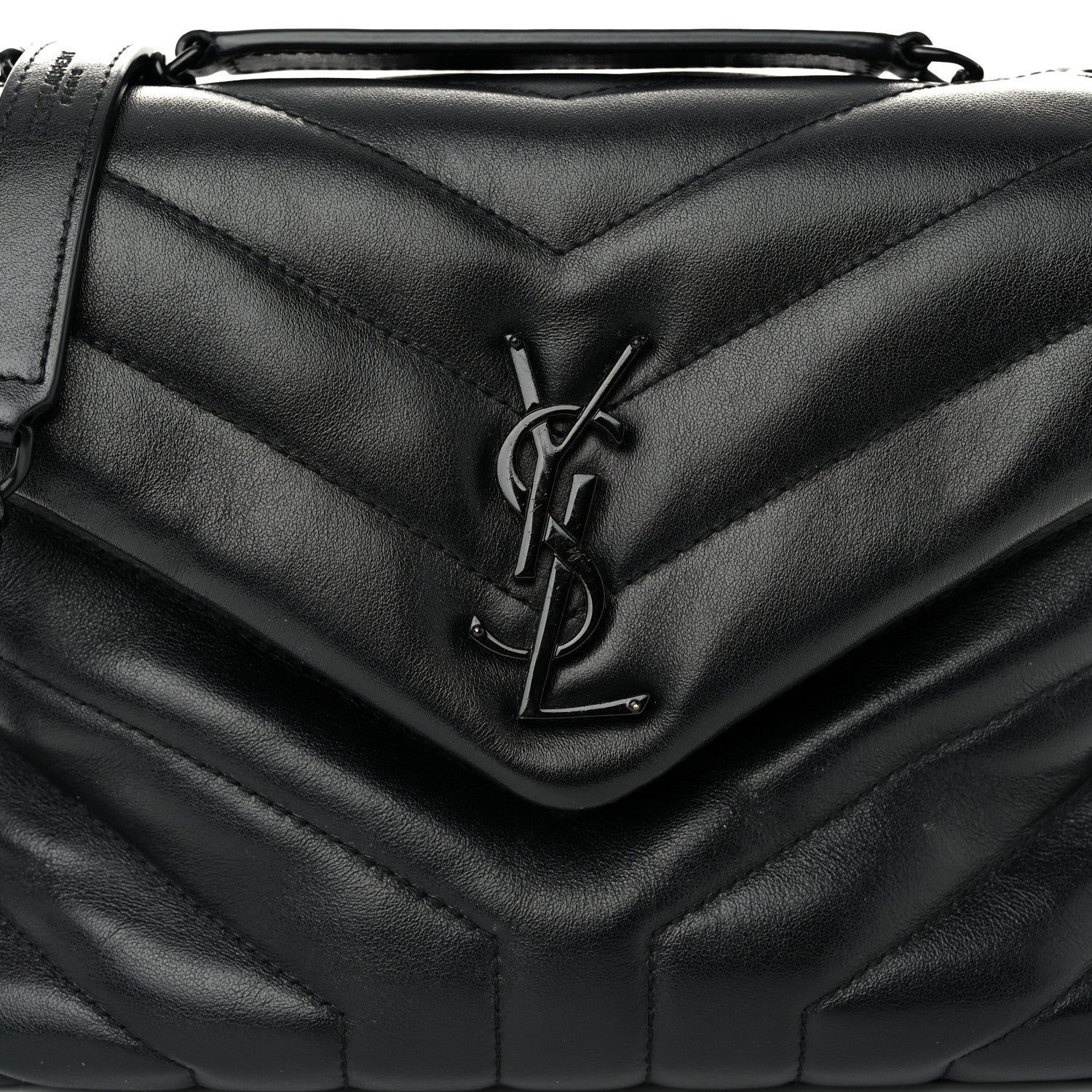 Saint Laurent Calfskin Y Quilted Monogram Monochrome Small Loulou Chain Satchel Black 7 of 9