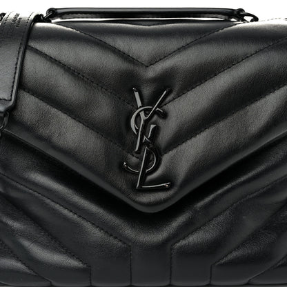 Saint Laurent Calfskin Y Quilted Monogram Monochrome Small Loulou Chain Satchel Black 7 of 9