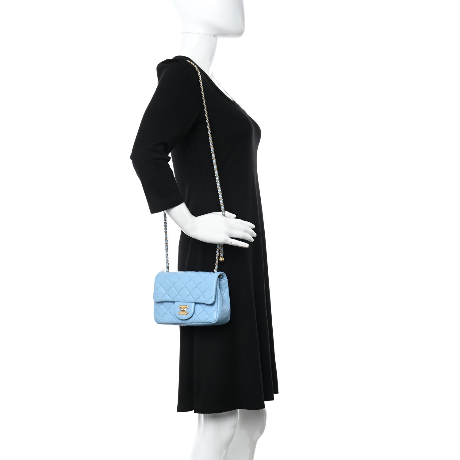 Chanel Lambskin Quilted Mini Pearl Crush Flap Light Blue 2 of 11
