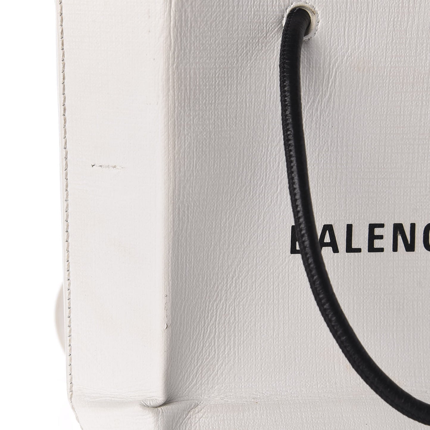 Squared Calfskin Logo Shopping Tote XXS White