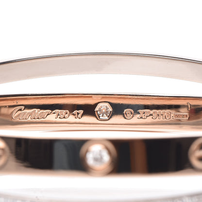 Cartier 18K Pink White Gold Diamond Double LOVE Paved Bracelet 17 5 of 8