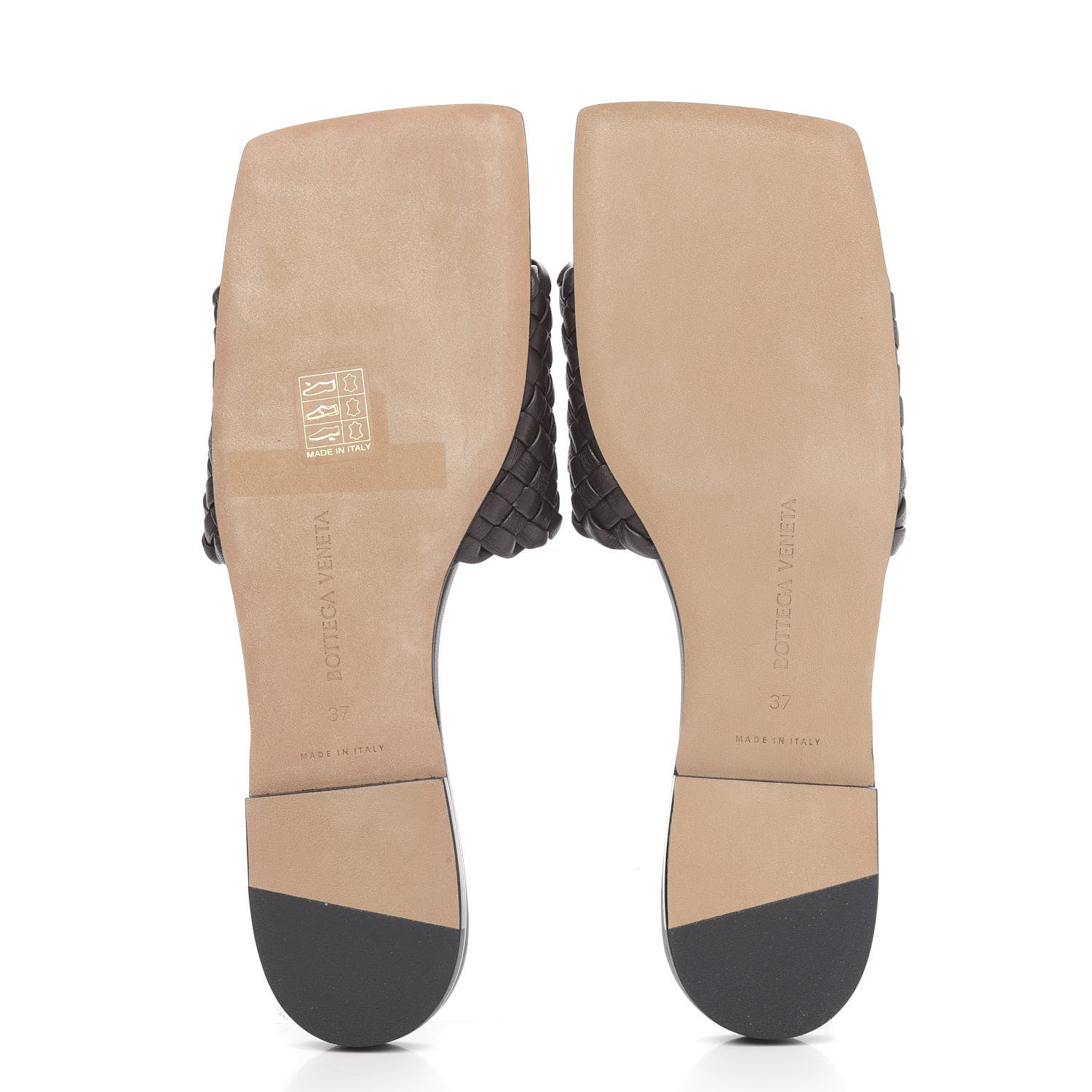 Bottega Veneta Nappa Intrecciato Squared Toe Flat Sandals 37 Espresso 5 of 9