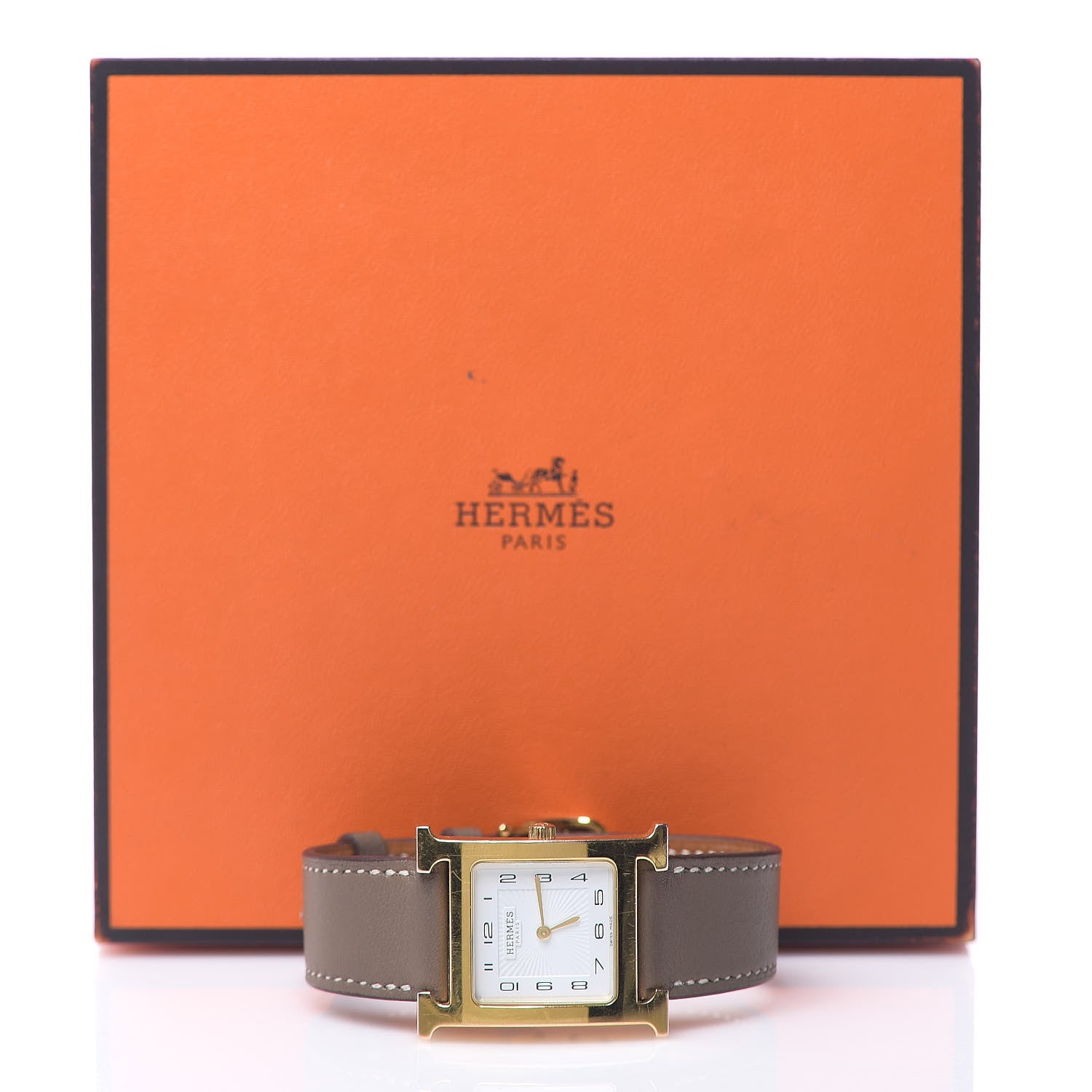 Hermes Stainless Steel Swift 26mm Heure H Hour Quartz Watch Etoupe 6 of 6