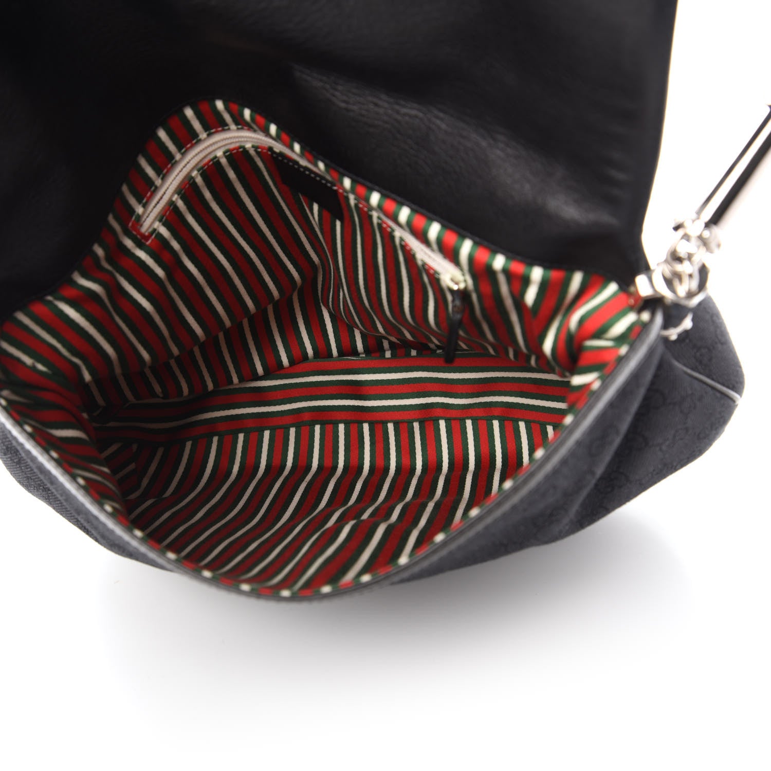 Gucci Denim Monogram Britt Tassel Shoulder Bag Black 5 of 10